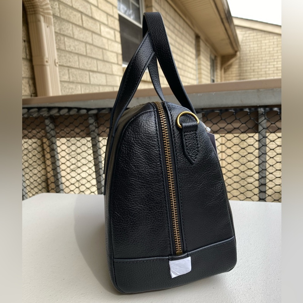 Fossil Sydney Satchel Black Pebbled Leather Hand Bag Cross Body Bag Purse NEW - Picture 8 of 17